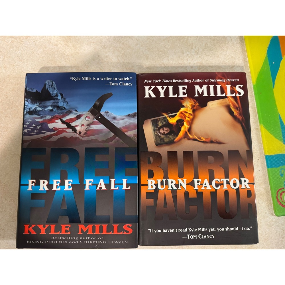Kyle Mills Book‎ Lot Free Fall and Burn Factor First Edition Hardcover Thrillers